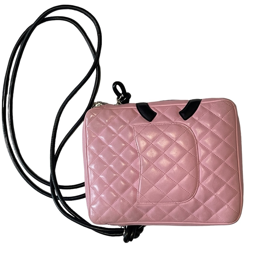Authentic Chanel Cambon crossbody quilted Pink & black lambskin Y2K EUC - Picture 5 of 16